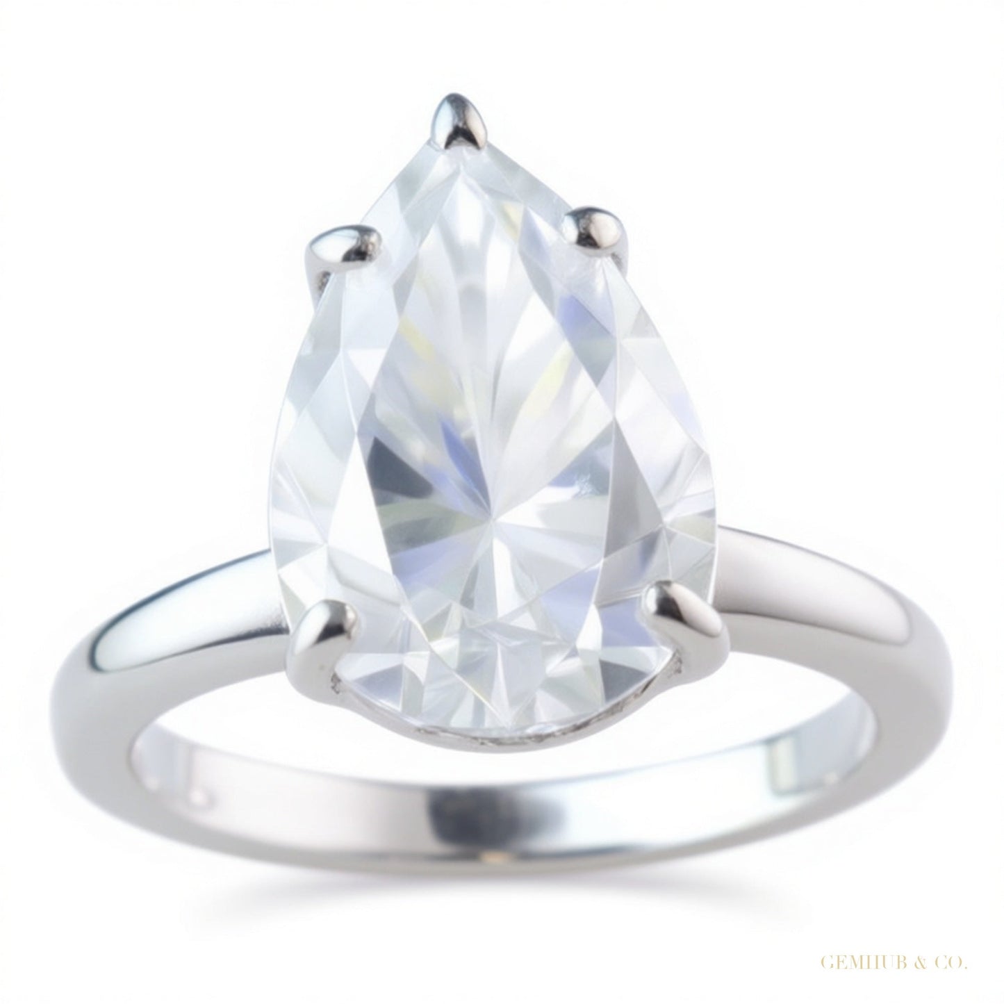 Certified 5.5ct VS1 White Moissanite Ring Jewellery Gift for Women 18K Gold Plated Ve 18K Gold Plated – white background main image