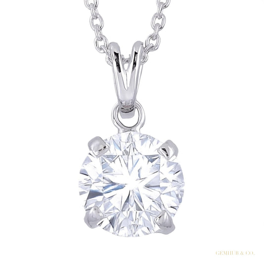 Certified 5.34 ct DEW White Moissanite Solitaire Pendant in Gold Vermeil Gift – white background main image