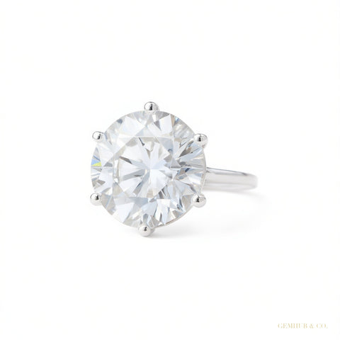 Certified 5.50 ct DEW White Round Cut Solitaire Moissanite Gold Vermeil Ring – white background main image