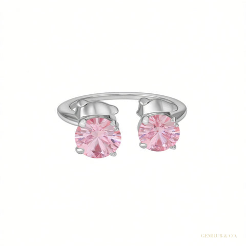 Certified 5.60 ct DEW White & Pink Moissanite Dangler Earrings In Gold Vermeil – white background main image