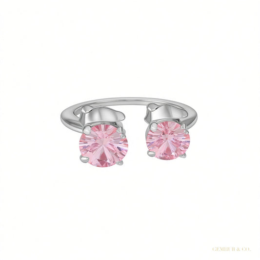 Certified 5.60 ct DEW White & Pink Moissanite Dangler Earrings In Gold Vermeil – white background main image