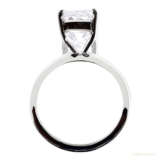 Certified 7.5 ct DEW Blue Moissanite Ring in for Anniversary 18K Gold Plated – white background main image