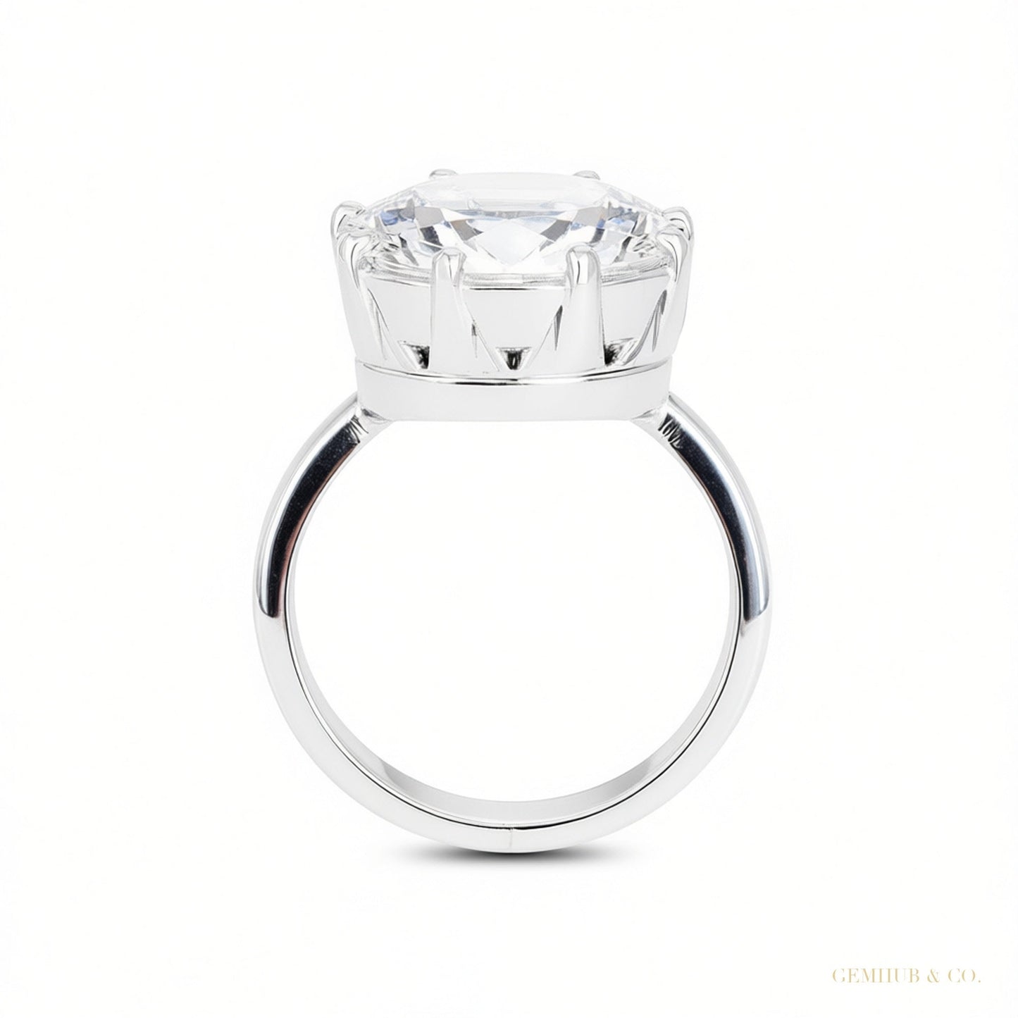 Certified 7.75ct VS1 Blue Moissanite Ring for Love Gift 18K Gold Plated – white background main image