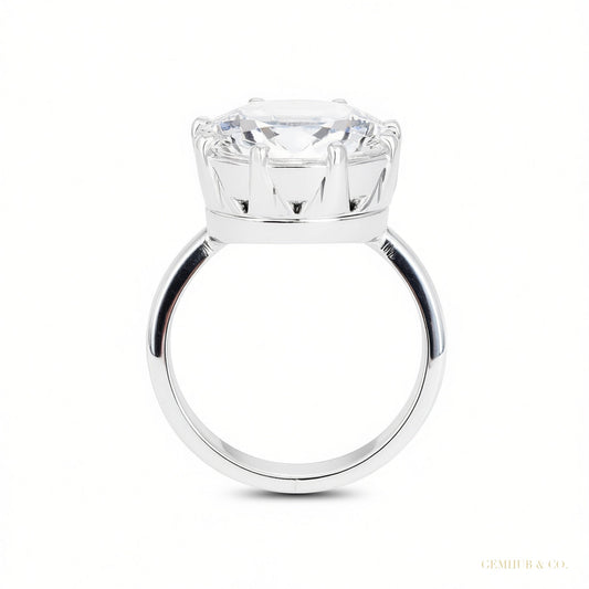 Certified 7.75ct VS1 Blue Moissanite Ring for Love Gift 18K Gold Plated – white background main image