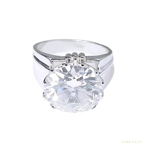 Certified 3.65 ct DEW Moissanite Solitaire Ring in Jewellery Gift 18K Gold Plated – white background main image