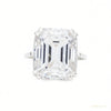 Certified 4 ct DEW Emerald Cut Moissanite Solitaire Ring in 18K Gold Plated – white background main image