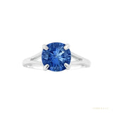 Certified 5.15 ct DEW Round Blue Moissanite Ring in for Wedding 18K Gold Plated – white background main image