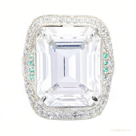 Certified 5.75 ct DEW Moissanite Solitaire Ring in Gift 18K Gold Plated – white background main image