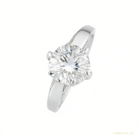 Certified 7.30 ct DEW Round Cut Moissanite Ring in for Women 18K Gold Plated – white background main image