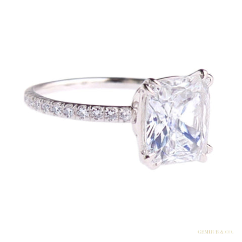 Certified 7 ct DEW Cushion Cut Moissanite Ring in for Birthday 18K Gold Plated – white background main image