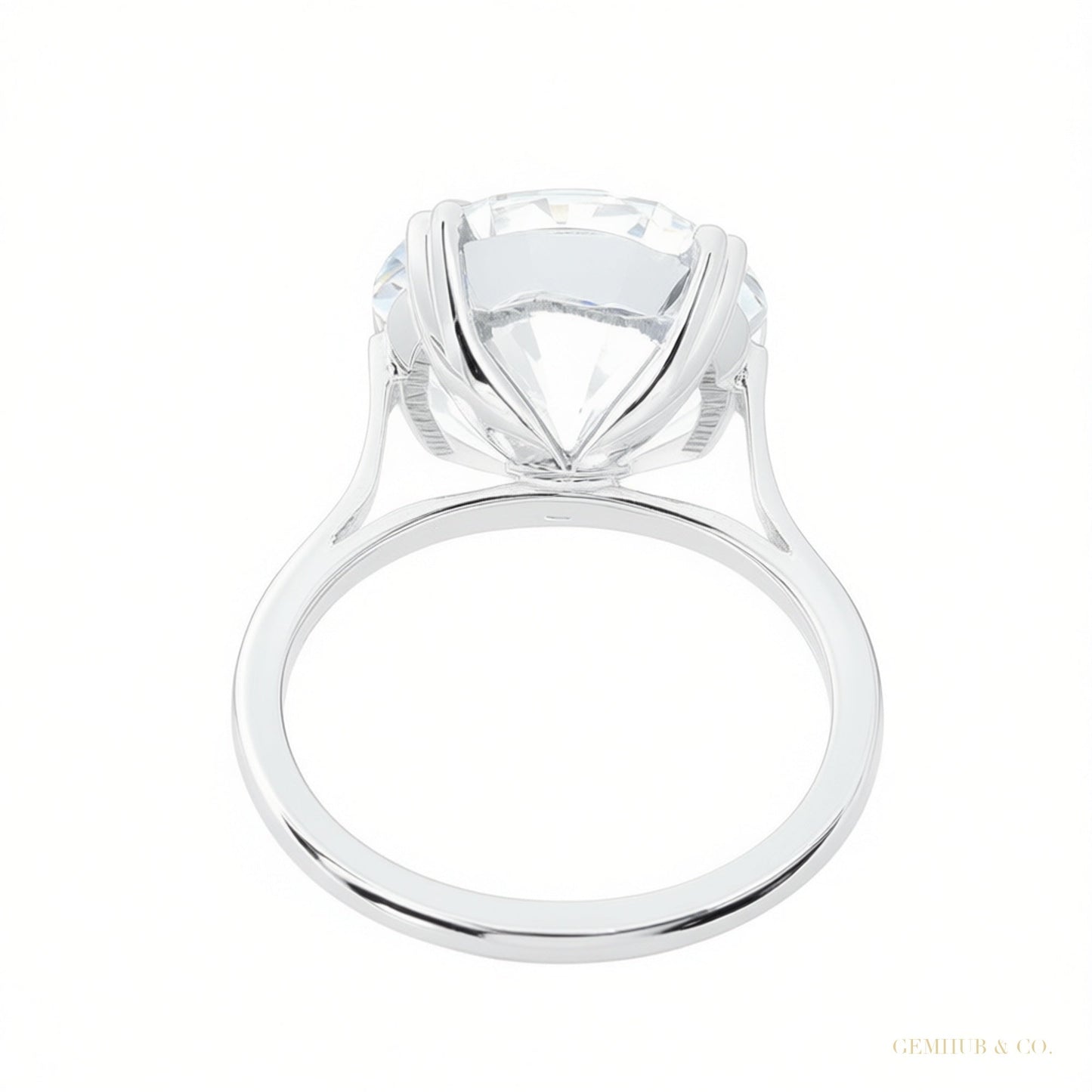 Certified 6.2ct VS1 White Moissanite Engagement Ring in 18K Gold Plated – white background main image