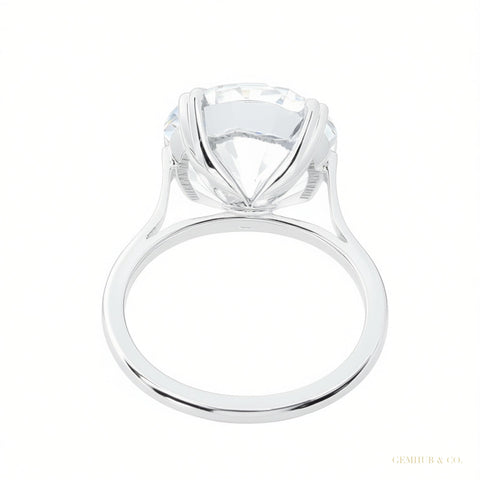 Certified 6.2ct VS1 White Moissanite Engagement Ring in 18K Gold Plated – white background main image