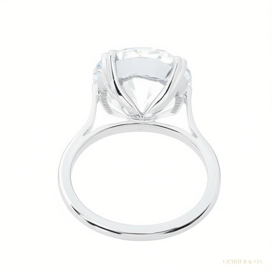 Certified 6.2ct VS1 White Moissanite Engagement Ring in 18K Gold Plated – white background main image
