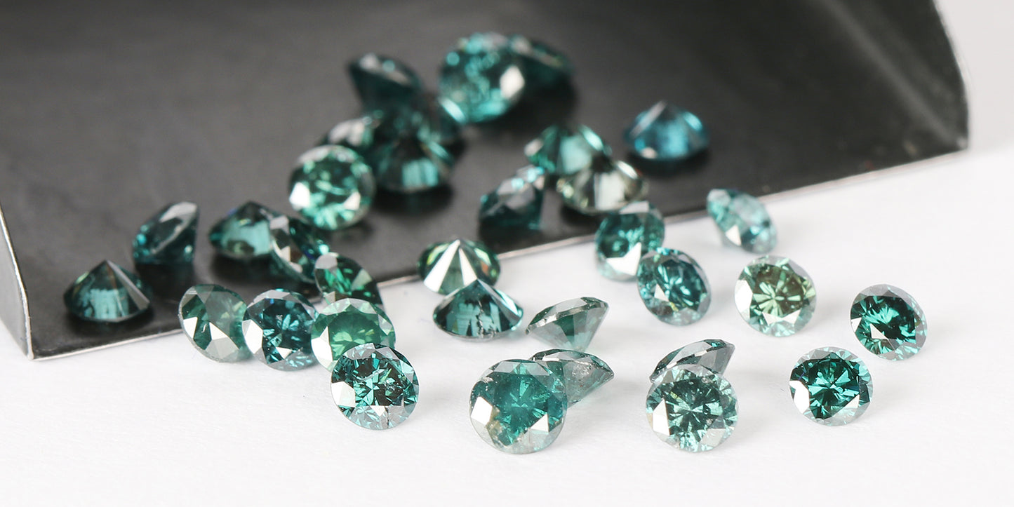 Natural Blue/Green Loose Gemstone 2 Pcs 3.1mm Round Cut Loose Diamond