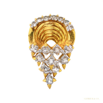 Diamond Pendant And Earrings Set in 18KT Yellow Gold, 0.93 Ct. IGI Certified