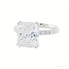 EGL Certified 4 ct DEW Cushion Cut White Moissanite Ring 18K Gold Plated – white background main image
