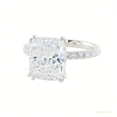 4 ct DEW Cushion Cut White Moissanite Ring 18K Gold Plated