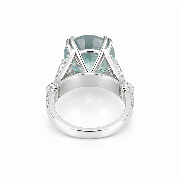 GEMHUB 5 Ct round cut blue lab grown diamond ring with VS1 clarity in 18k gold vermeil.