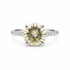 GEMHUB 2.90 Ct round cut champagne lab grown diamond ring with pavé band, 18k gold vermeil.