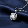 GEMHUB 3.50 Ct round cut lab grown diamond pendant with halo setting in 18k gold vermeil.