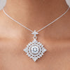 GEMHUB 5 Ct round cut lab grown diamond pendant in 18k gold vermeil with VS1 clarity. Intricate floral design.