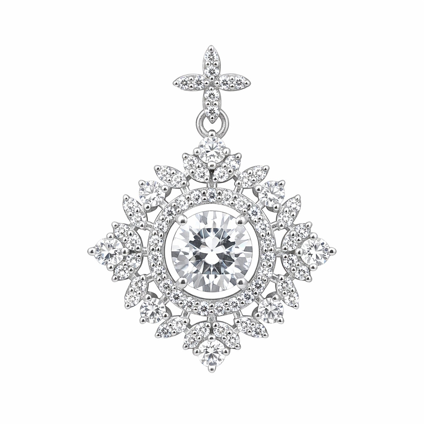 GEMHUB 5 Ct round cut lab grown diamond pendant in 18k gold vermeil with VS1 clarity.