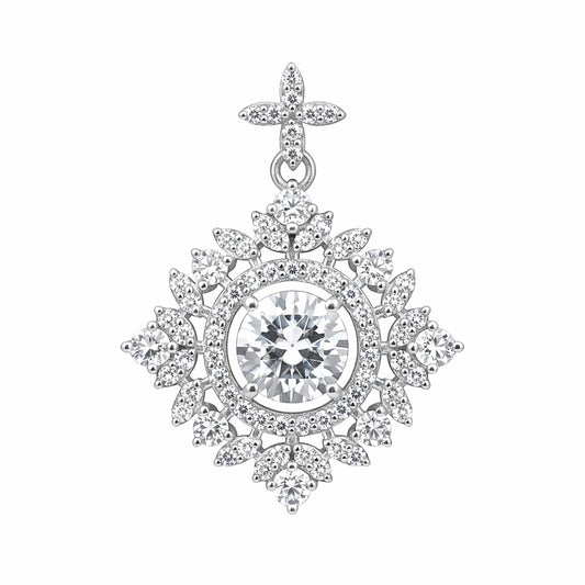 GEMHUB 5 Ct round cut lab grown diamond pendant in 18k gold vermeil with VS1 clarity.