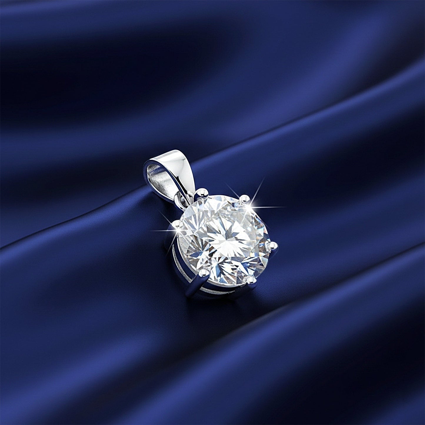 GEMHUB 3.00 Ct round cut lab grown diamond pendant in 18k gold vermeil with VS1 clarity.
