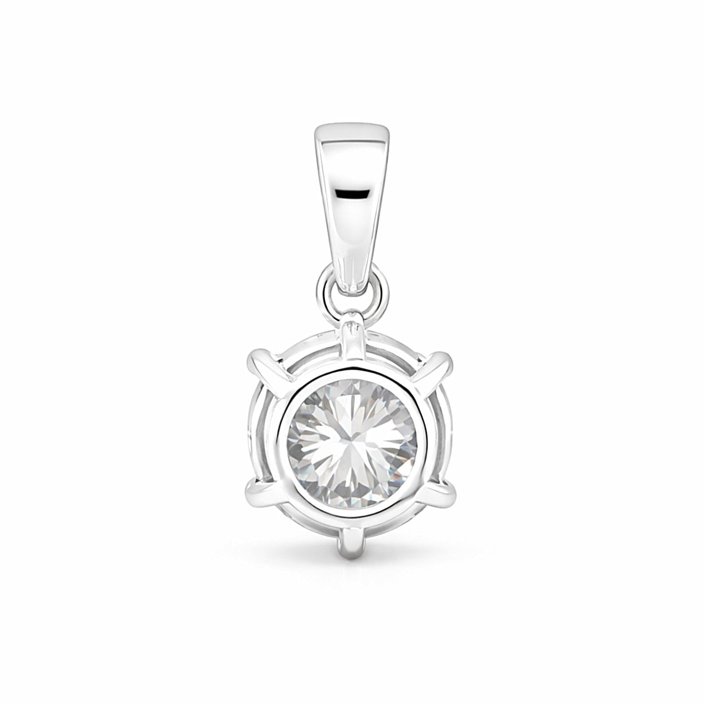GEMHUB 3.00 Ct round cut lab grown diamond pendant in 18k gold vermeil with VS1 clarity.