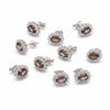 GEMHUB 5 pairs of oval smoky topaz and white diamond halo stud earrings in 925 sterling silver.