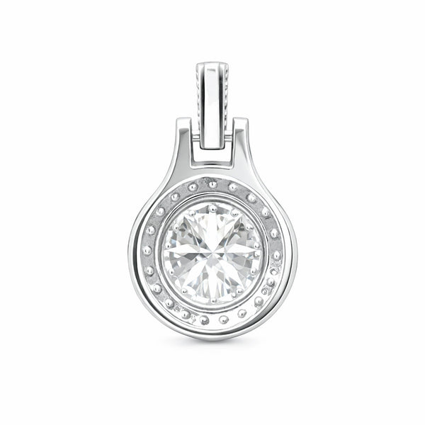 GEMHUB 2.50 Ct round cut lab grown diamond pendant in 18k gold vermeil with VS1 clarity.