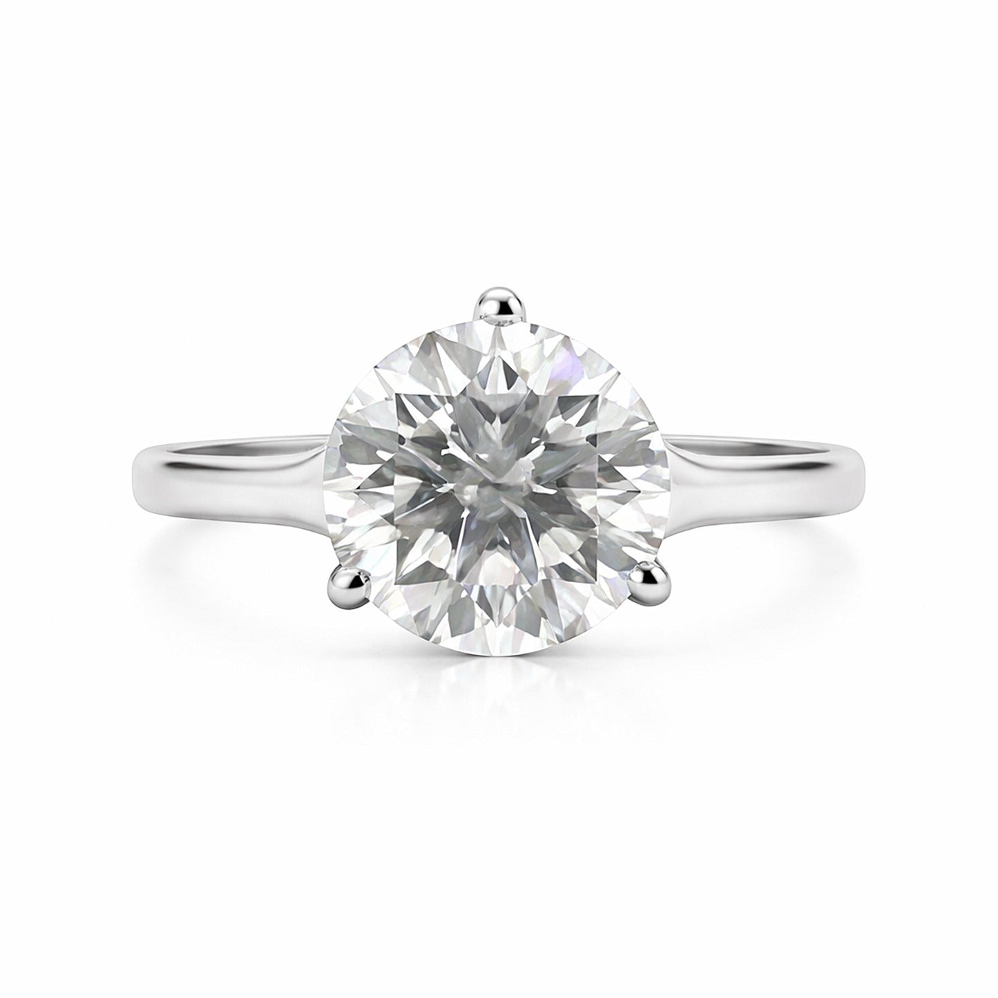 GEMHUB 2.20 Ct round cut lab grown diamond ring in 18k gold vermeil, VS1 clarity.
