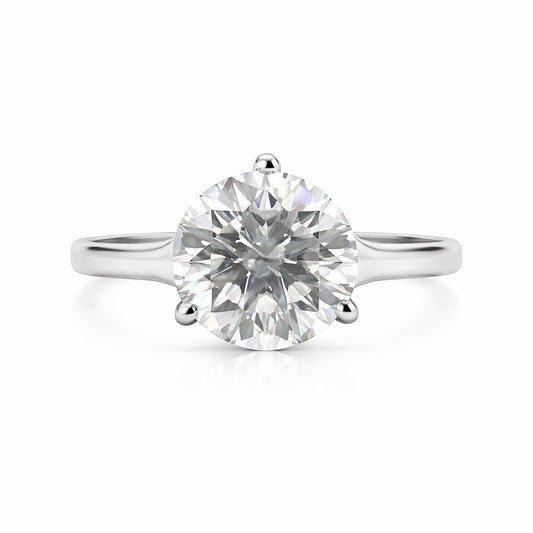 GEMHUB 2.20 Ct round cut lab grown diamond ring in 18k gold vermeil, VS1 clarity.