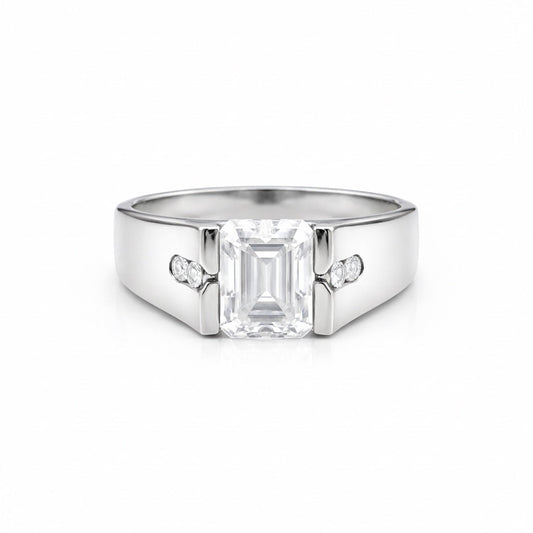 2 carat emerald cut lab-grown diamond ring in 18k gold vermeil, VS1 clarity