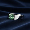 GEMHUB 2.00 Ct round cut green lab grown diamond ring with VS1 clarity in 18k gold vermeil.