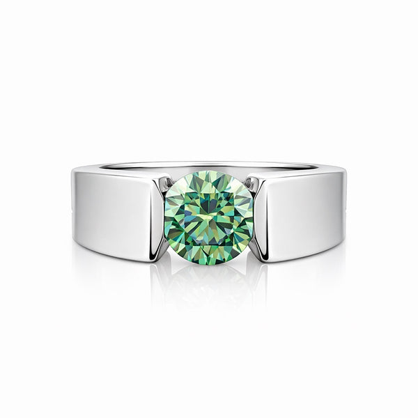 GEMHUB 2.00 Ct round cut green lab grown diamond ring, VS1 clarity, 18k gold vermeil.