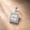 GEMHUB 2 Ct princess cut lab-grown diamond pendant in 18k gold vermeil with VS1 clarity, surrounded by smaller accent diamonds.