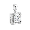 GEMHUB 2 Ct princess cut lab-grown diamond pendant in 18k gold vermeil with VS1 clarity, surrounded by a halo of smaller diamonds.