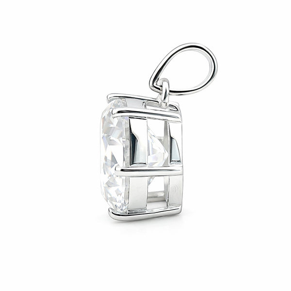 GEMHUB 3.50 Ct round cut lab grown diamond pendant in 18k gold vermeil, VS1 clarity, white.