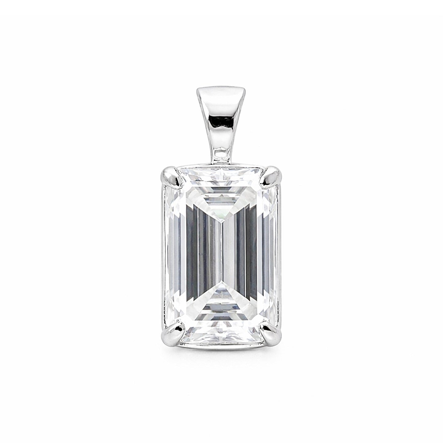GEMHUB 3.30 Ct emerald cut lab grown diamond pendant, VS1 clarity, 18k gold vermeil setting.