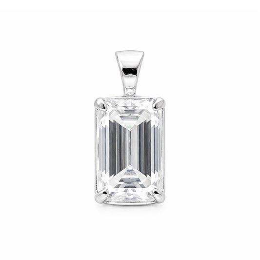 GEMHUB 3.30 Ct emerald cut lab grown diamond pendant, VS1 clarity, 18k gold vermeil setting.