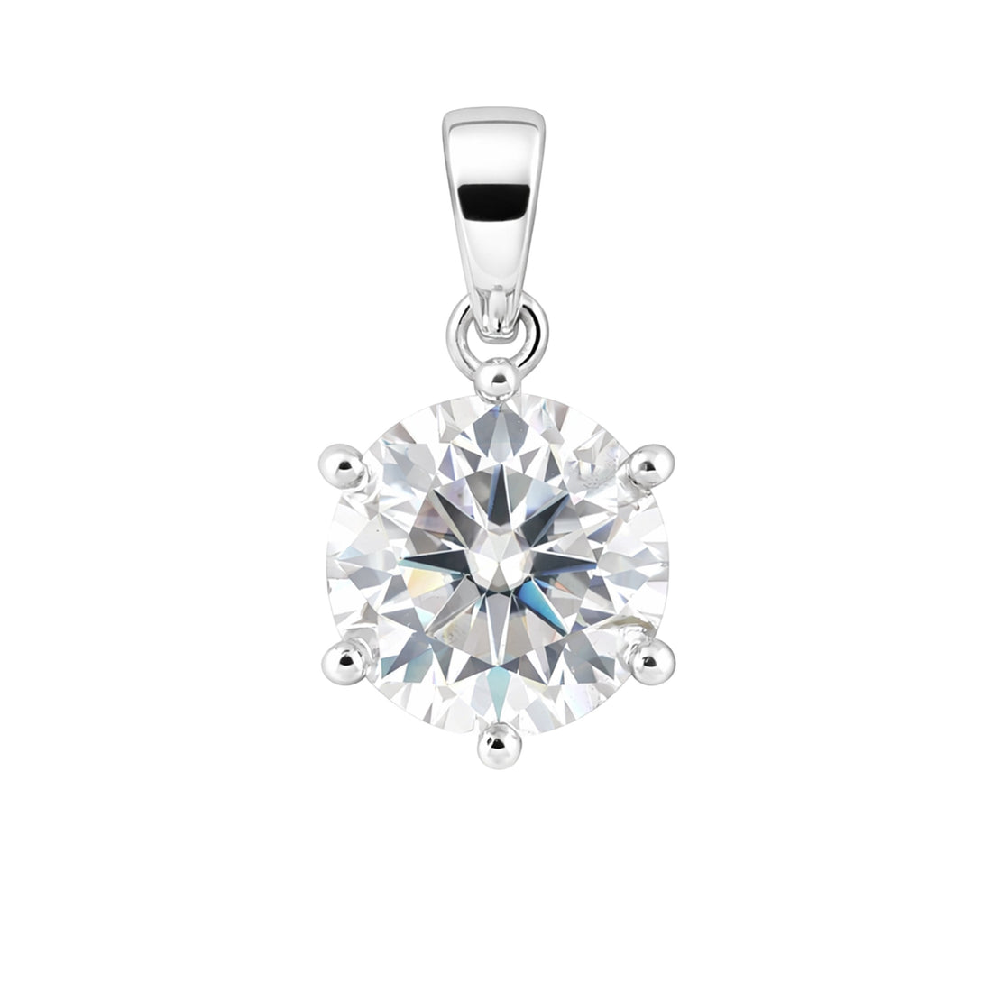 GEMHUB 3.00 Ct round cut lab grown diamond pendant in 18k gold vermeil with VS1 clarity.