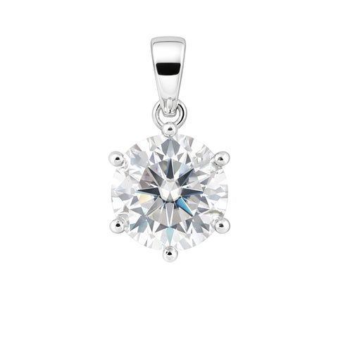 GEMHUB 3.00 Ct round cut lab grown diamond pendant in 18k gold vermeil with VS1 clarity.