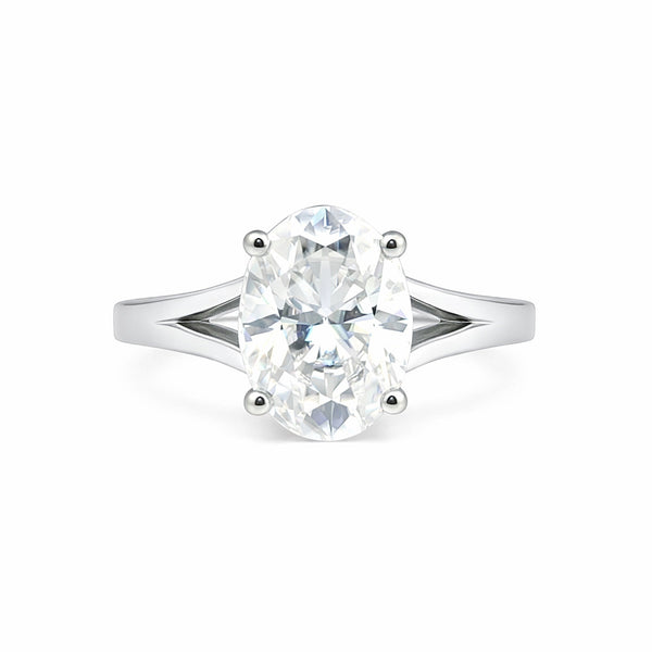GEMHUB 3 Ct oval cut lab grown diamond ring, VS1 clarity, 18k gold vermeil.
