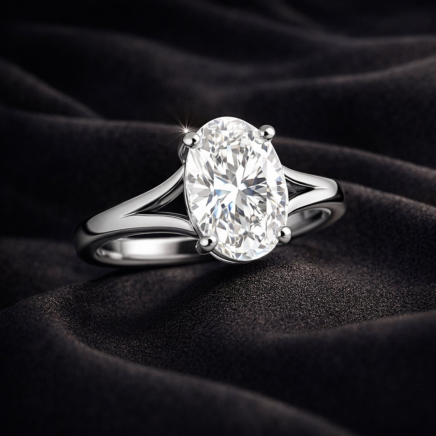 GEMHUB 3 Ct oval cut lab-grown diamond ring in 18k gold vermeil with VS1 clarity.