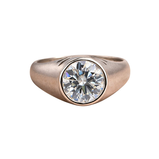 GEMHUB 3 Ct round cut lab grown diamond ring in 18k gold vermeil with VS1 clarity.