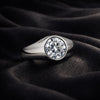 GEMHUB 3 Ct round cut lab grown diamond ring in 18k gold vermeil with VS1 clarity.