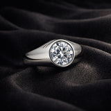 GEMHUB 3 Ct round cut lab grown diamond ring in 18k gold vermeil with VS1 clarity.