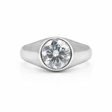 GEMHUB 3 Ct round cut lab grown diamond ring in 18k gold vermeil with VS1 clarity.