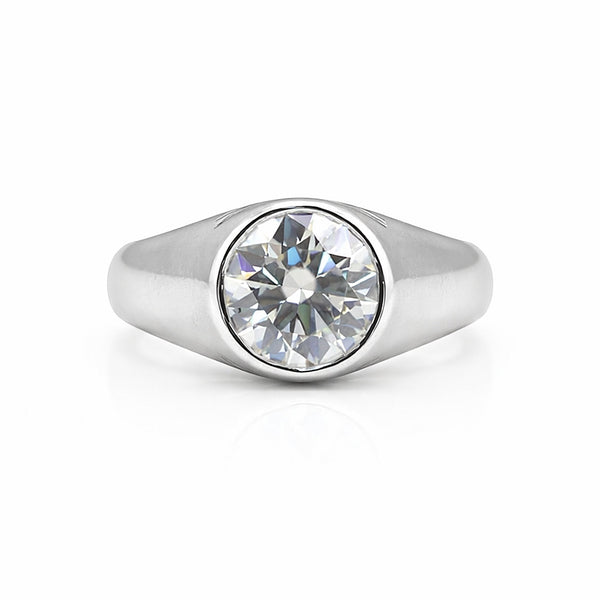 GEMHUB 3 Ct round cut lab grown diamond ring in 18k gold vermeil with VS1 clarity.